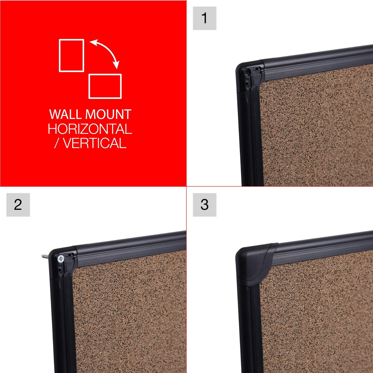 Universal UNV43021 24 in. x 18 in. Tech Cork Board - Black Frame