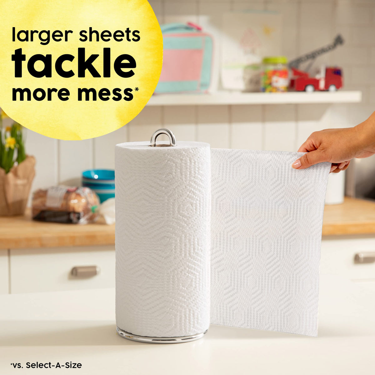 Bounty Essentials Select-A-Size Paper Towels, White, 12 Double Rolls = 24 Regular Rolls, 12 Count