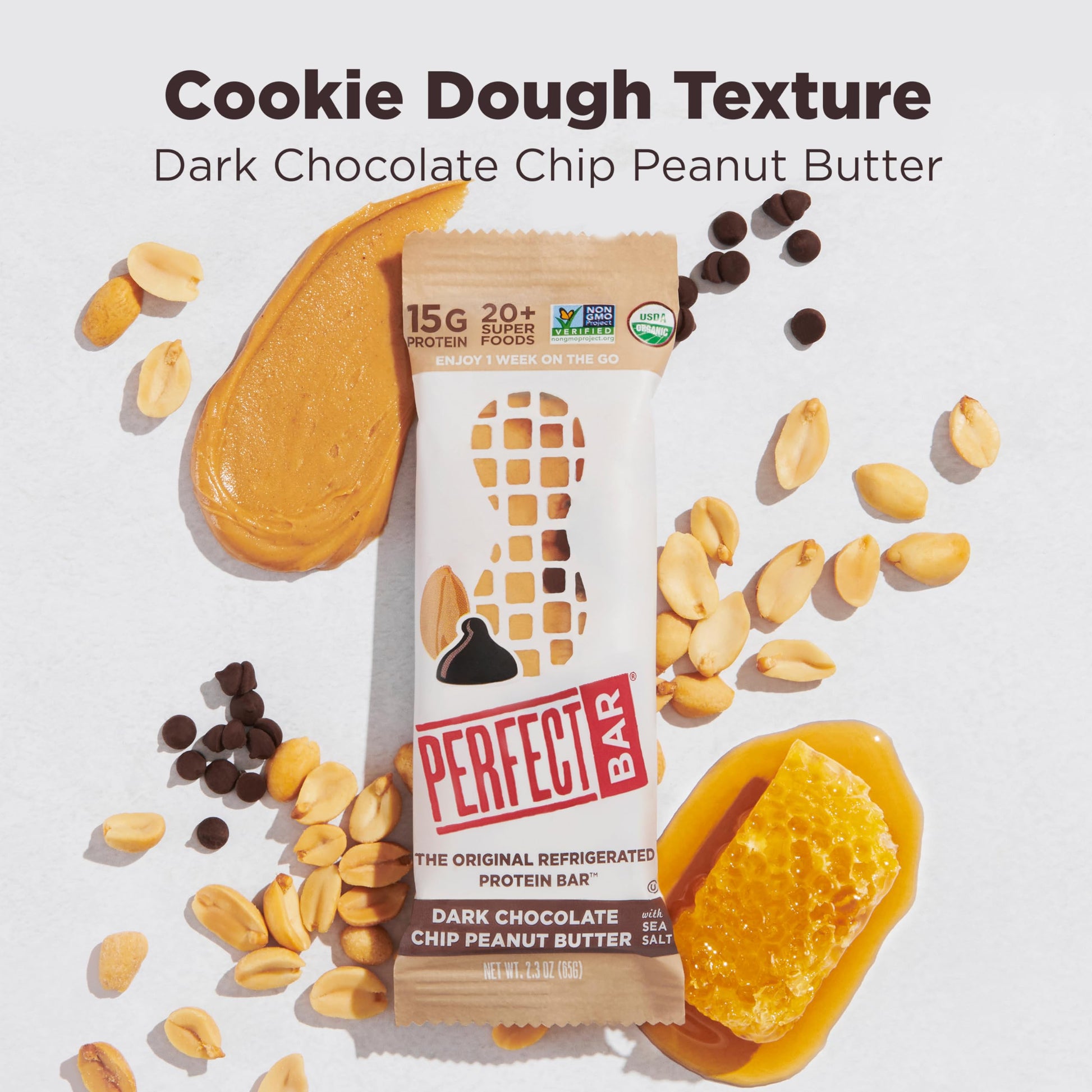 Perfect Bar Original Refrigerated Protein Bar, Dark Chocolate Chip Peanut Butter, 2.3 Ounce Bar, 8 Count (Pack of 3)