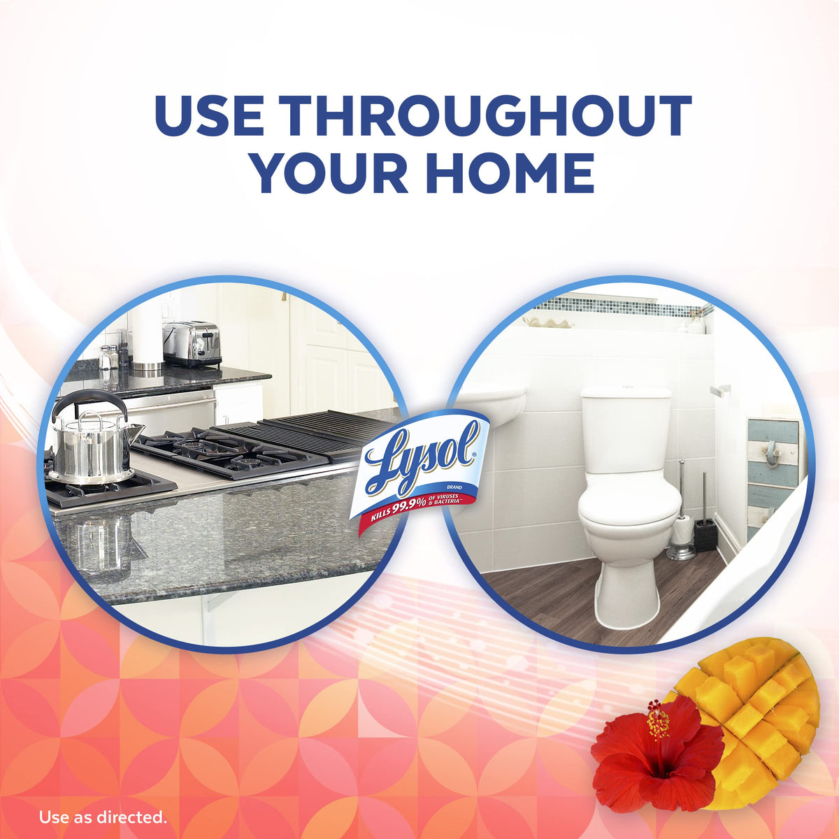 Lysol All-Purpose Cleaner, Mango & Hibiscus Scent, 32oz (Pack of 3)