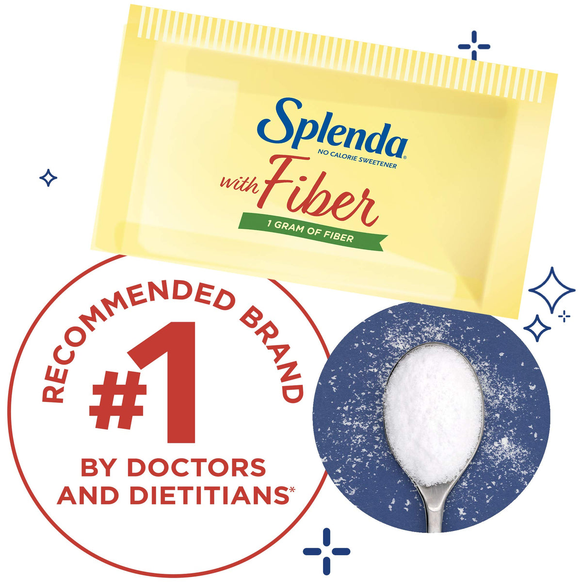 SPLENDA Zero Calorie Sweetener Plus Fiber, 80 Count Packets