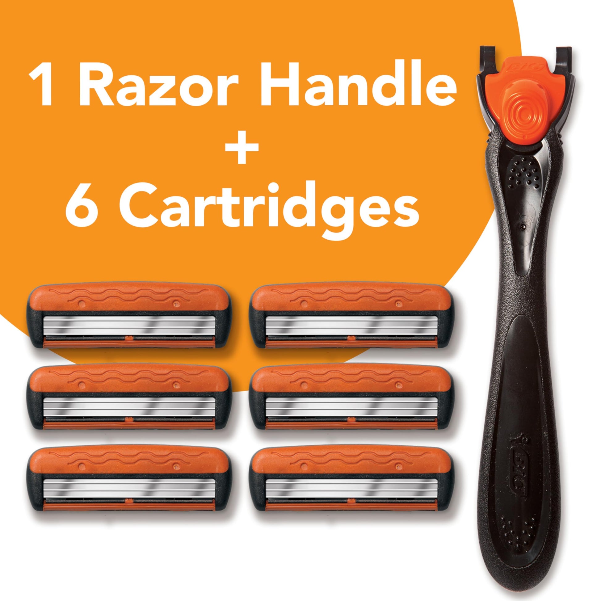 BIC Comfort 3 Refillable Three-Blade Disposable Razor for Men, Sensitive Skin Razor For a Comfortable Shave, 1 Handle and 6 Cartridges, 7 Piece Razor Set