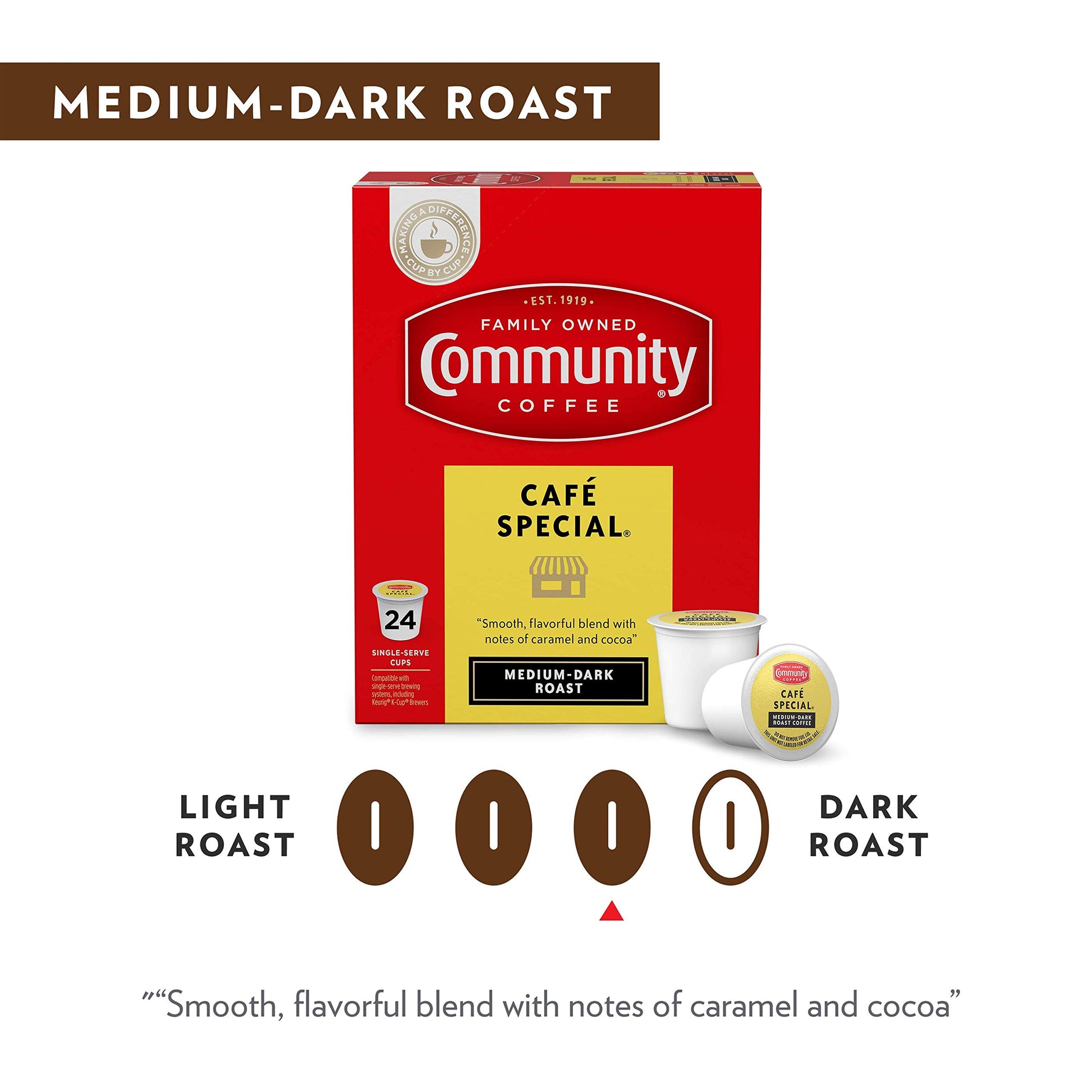 Community Coffee Café Special Medium Dark Roast, 144 Single-Serve Keurig K-Cup Pods, 36 Count (Pack of 4)