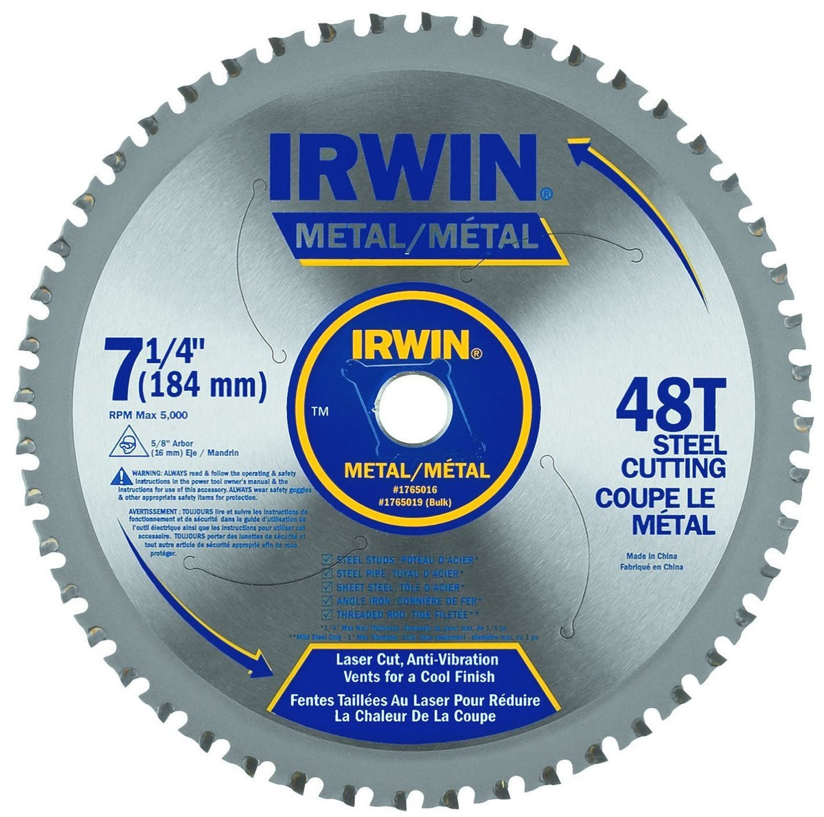 IRWIN Tools Metal-Cutting Circular Saw Blade, 7 1/4-inch, 48T (4935555)