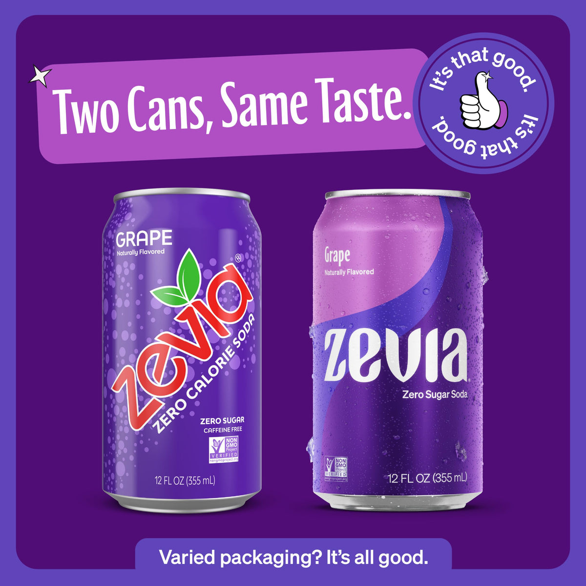 Zevia Zero Sugar Soda, Grape, 12 Ounce Cans (Pack of 12)