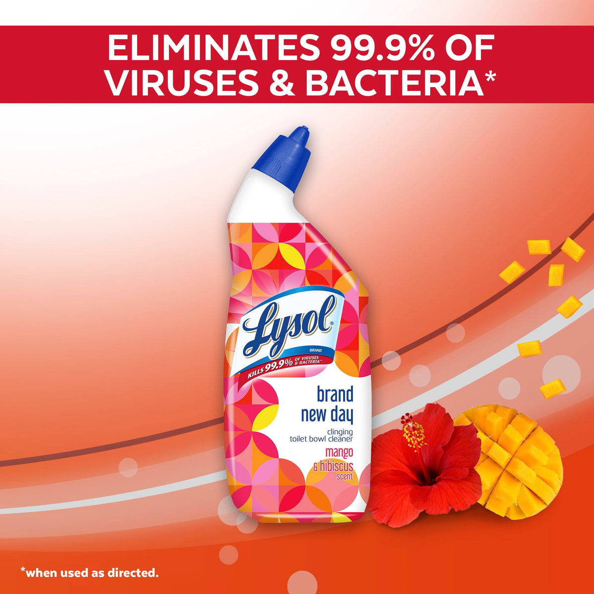 Lysol Toilet Bowl Cleaner Gel, For Cleaning and Disinfecting, Stain Removal, Mango and Hibiscus, 24 Oz (Pack of 4) - With 1ct Auto In-The-Bowl Toilet Cleaner, Ocean Fresh