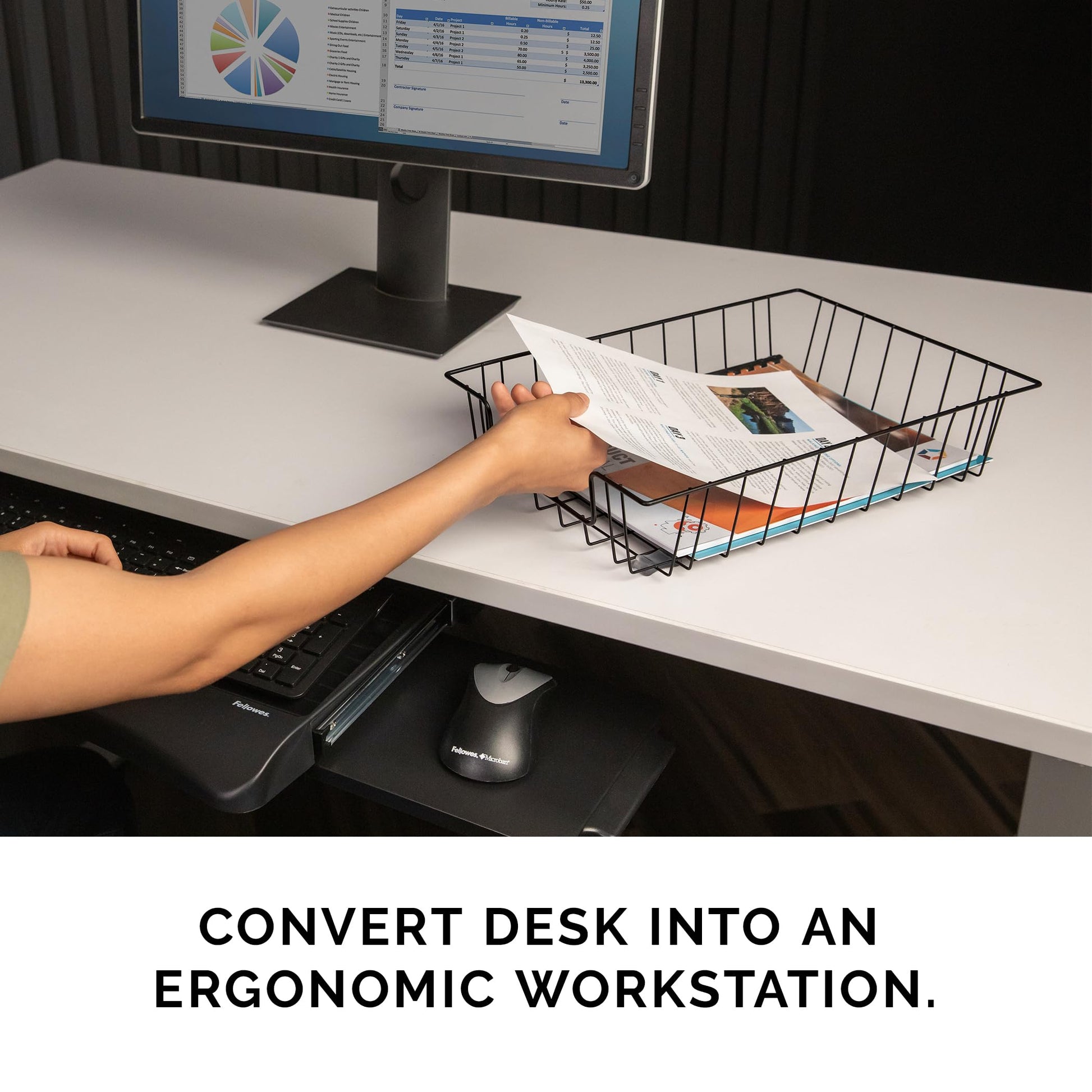 Fellowes Workstation 3" Letter Desk Tray Organizer, Wire, Black (60112)