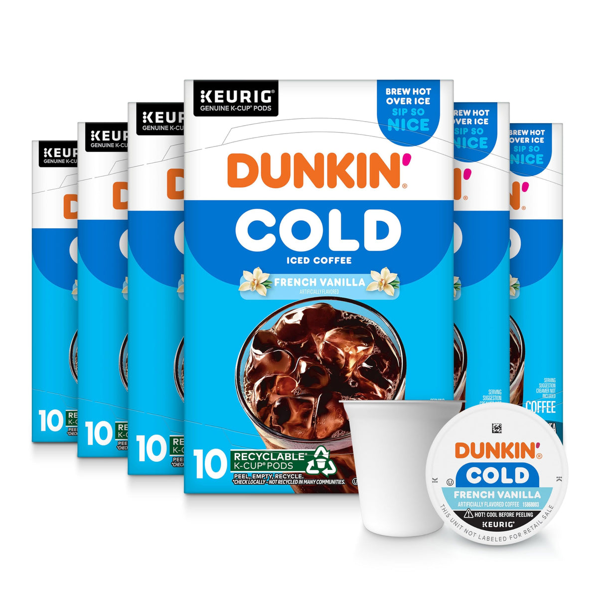 Dunkin' Cold French Vanilla Flavored Coffee, 60 Keurig K-Cups