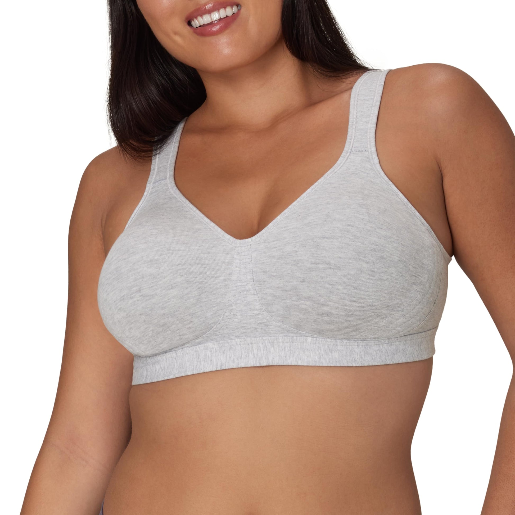 PLAYTEX Womens 18 Hour Ultimate Lift & Support Cotton Stretch Wireless Us474c Full Coverage Bra, Grey Heather, 38DD US