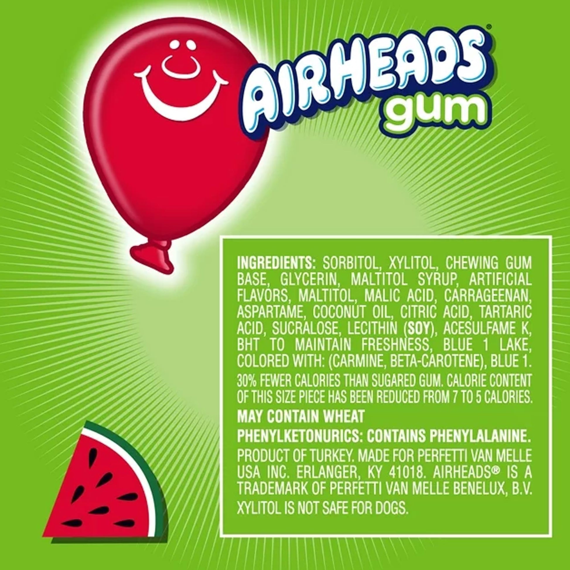 Airheads Watermelon Gum - 12 Count 14 Pcs each