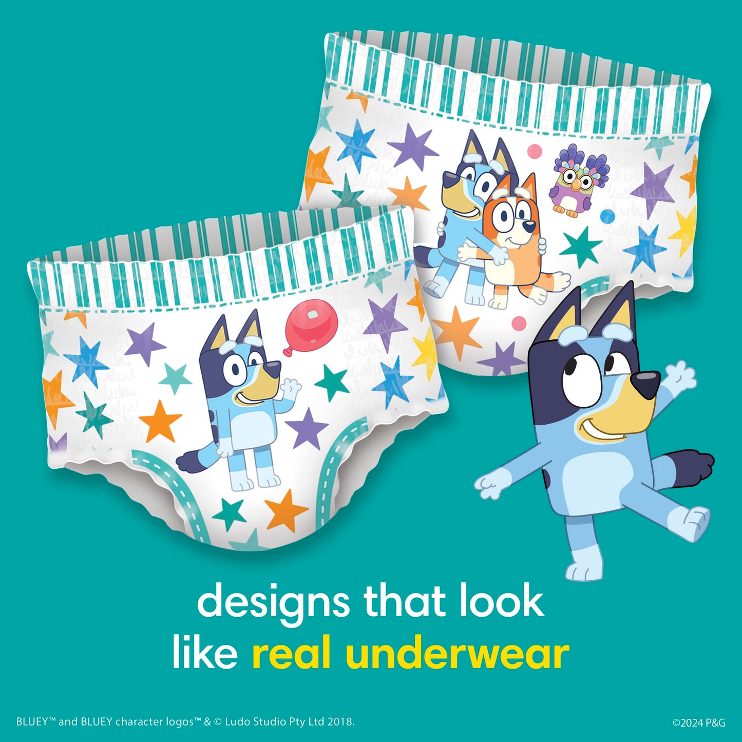 Pampers Training Pants - Easy Ups Boys & Girls Bluey - Size 4T-5T, 100 Count, Children's Potty Underwear (Packaging May Vary)