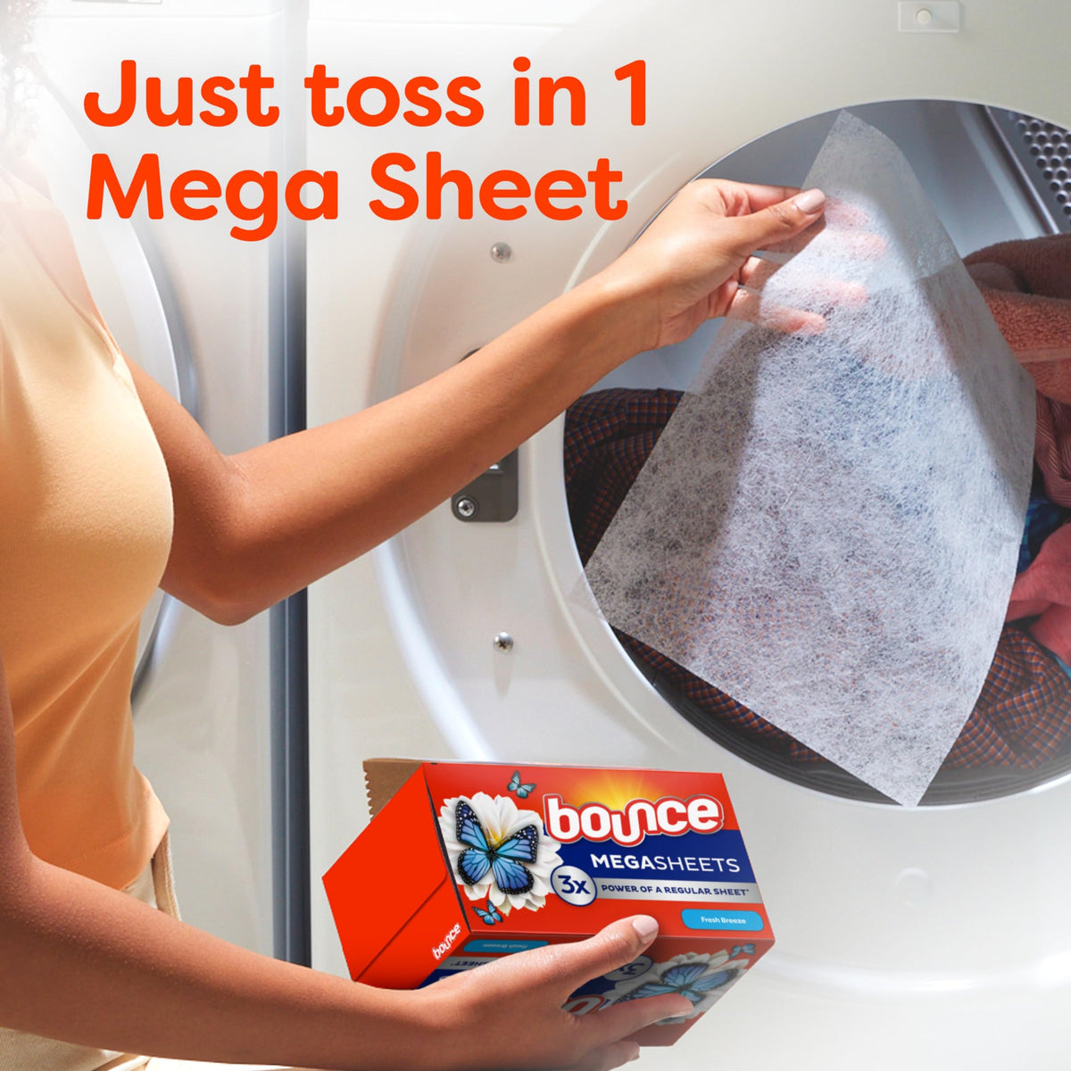 Bounce Mega Dryer Sheets, Fresh Breeze, 130 Count (Packaging May Vary)
