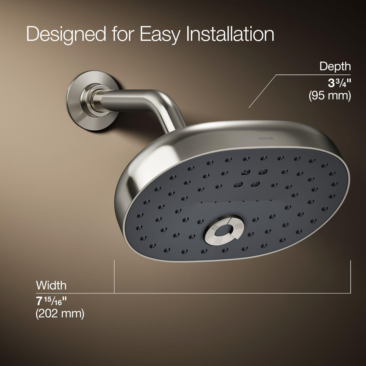Kohler 26290-SN Statement® Three-function showerhead, 2.5 gpm, Vibrant Polished Nickel