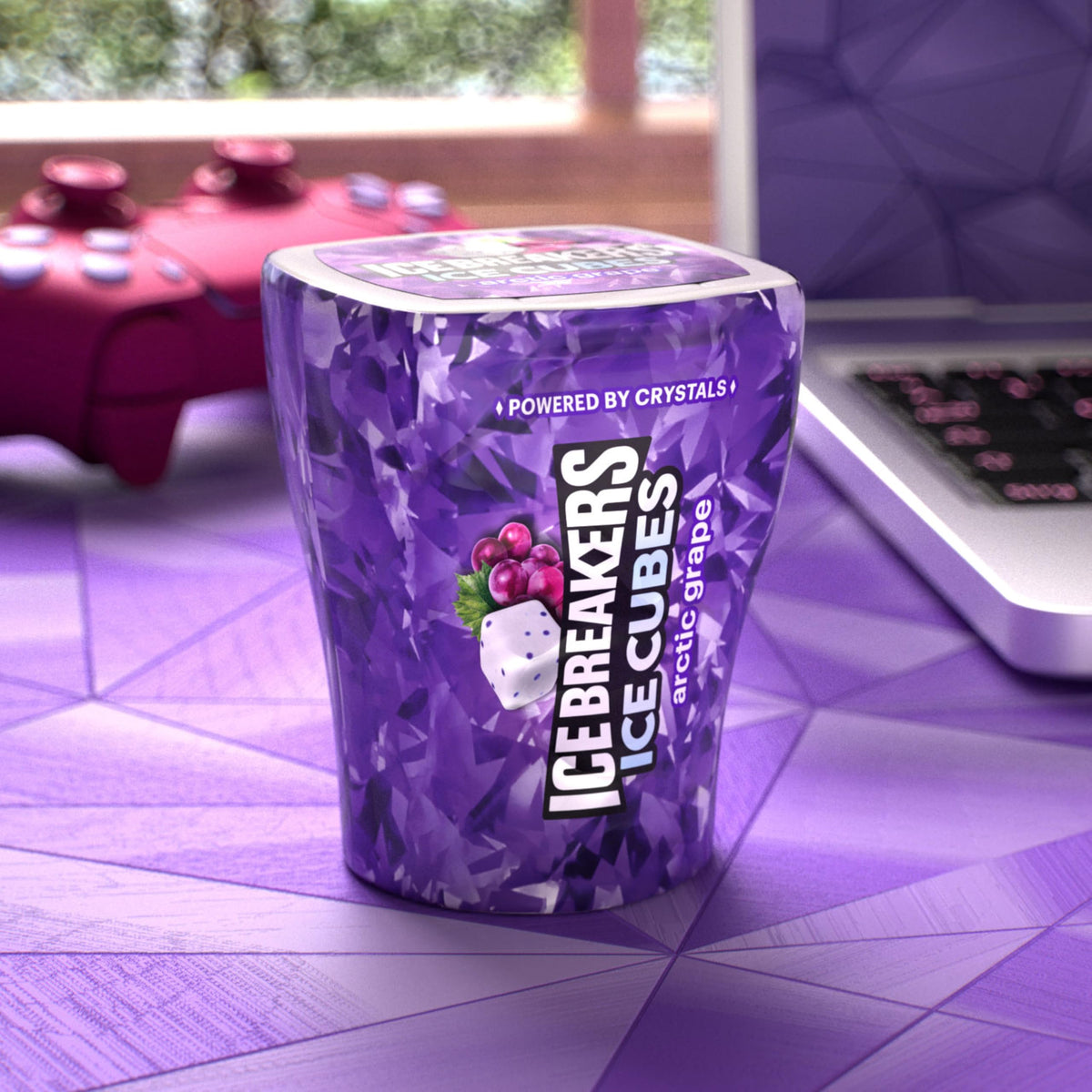 ICE BREAKERS Ice Cubes Arctic Grape Sugar Free Chewing Gum Bottles, 3.24 oz (6 Count, 40 Pieces)