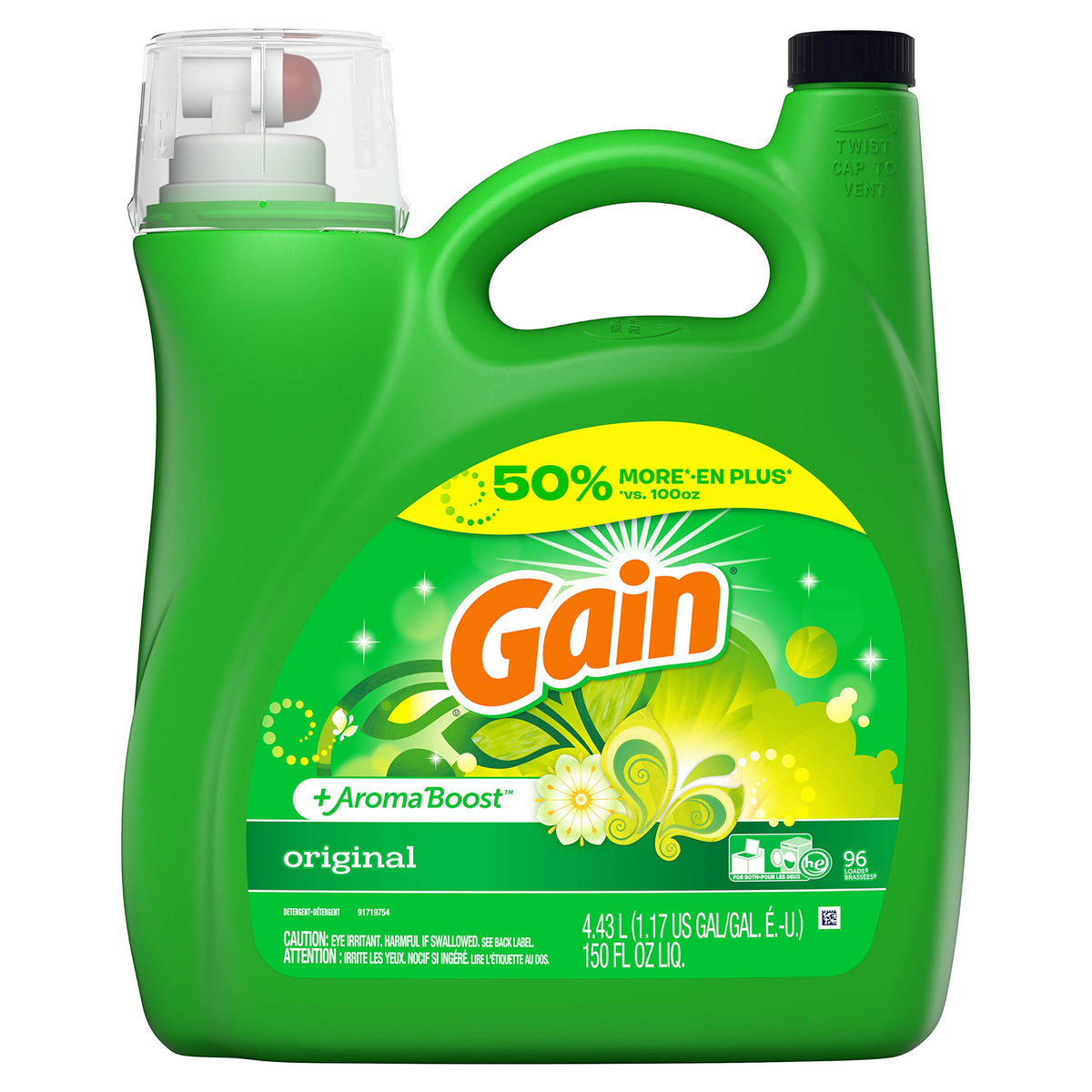 Gain + Aroma Boost Liquid Laundry Detergent, Original, 96 Loads 150 fl oz