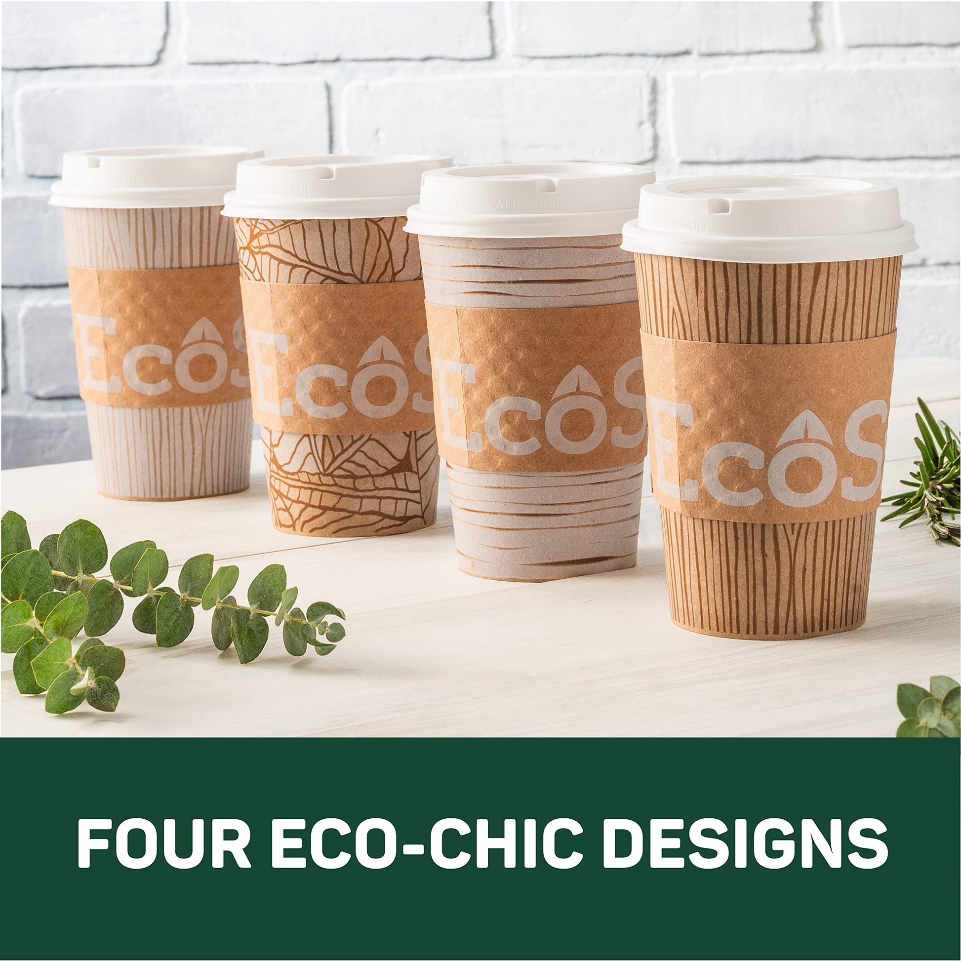 Dixie EcoSmart 100% Recycled Fiber Paper Coffee Cups With Lids, 16 Oz, 96 Count (Pack of 6), Large Paper Coffee Cups For Hot Beverages