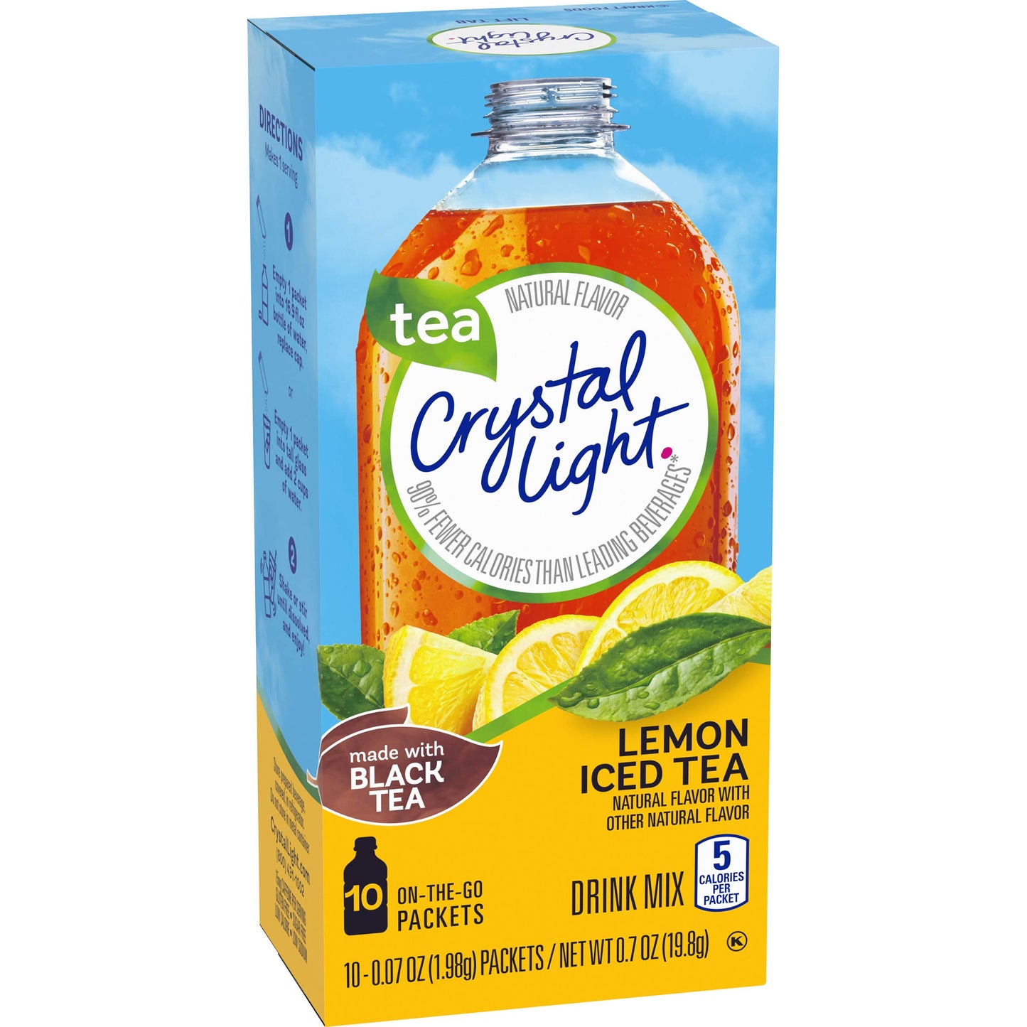 Crystal Light Lemon Iced Tea Naturally Flavored Powdered Drink Mix (60 Ct Multipack, 6 Boxes Of 10 Ct On-The-Go-Packets)