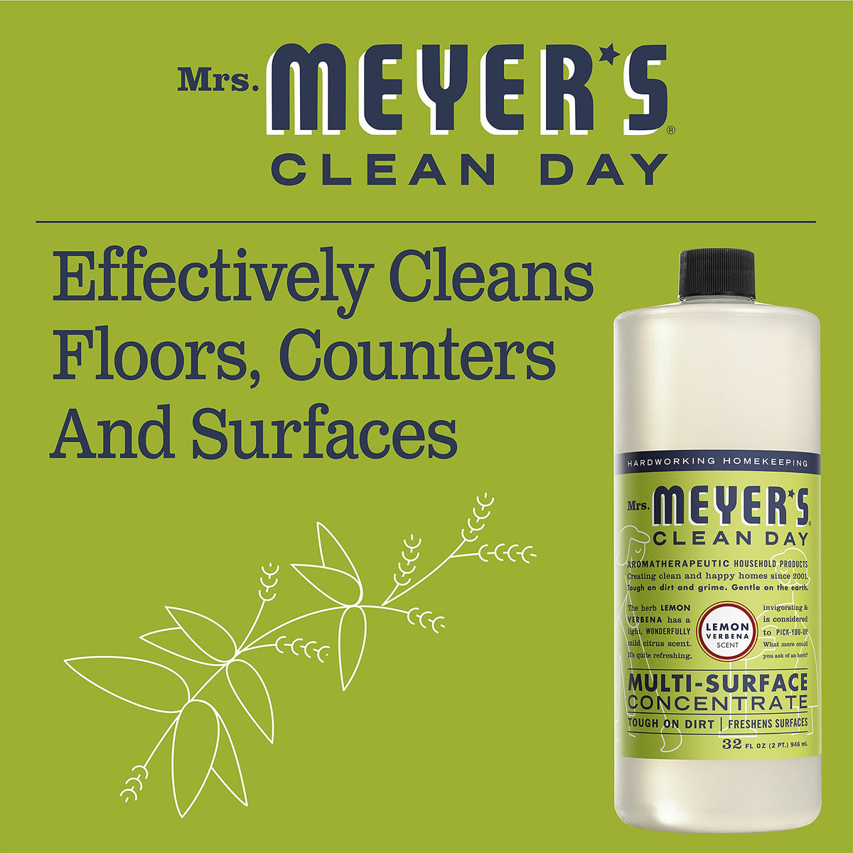 Mrs Meyer'S Lemon Verbena Multi Surface Concentrate, 32 Fz