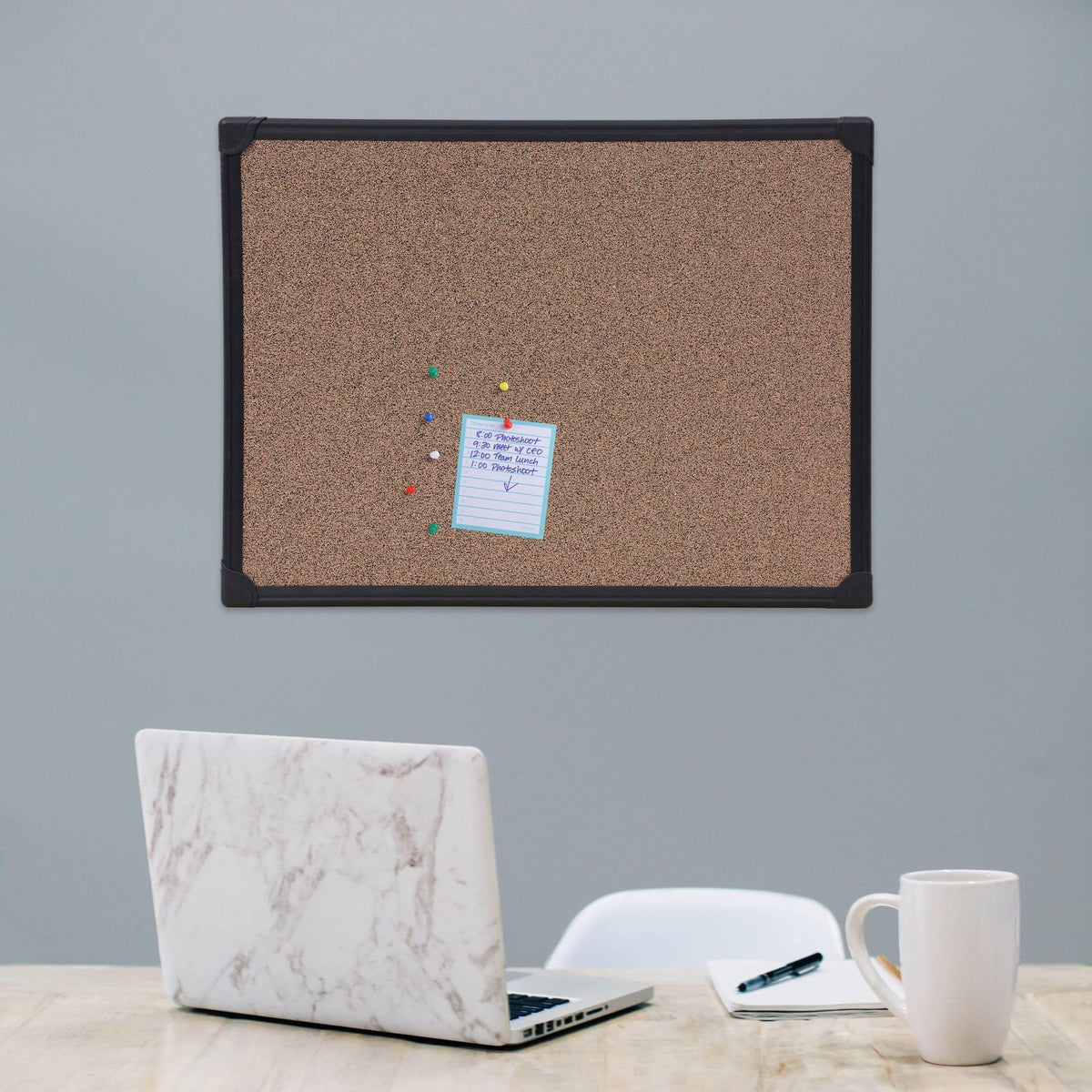 Universal UNV43021 24 in. x 18 in. Tech Cork Board - Black Frame