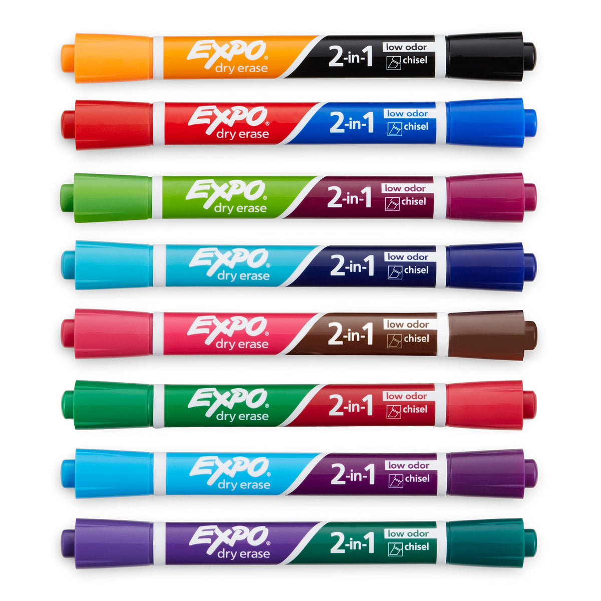 Expo® Dry Erase 2-in-1 Markers, Chisel Tip, Assorted, 8 Count