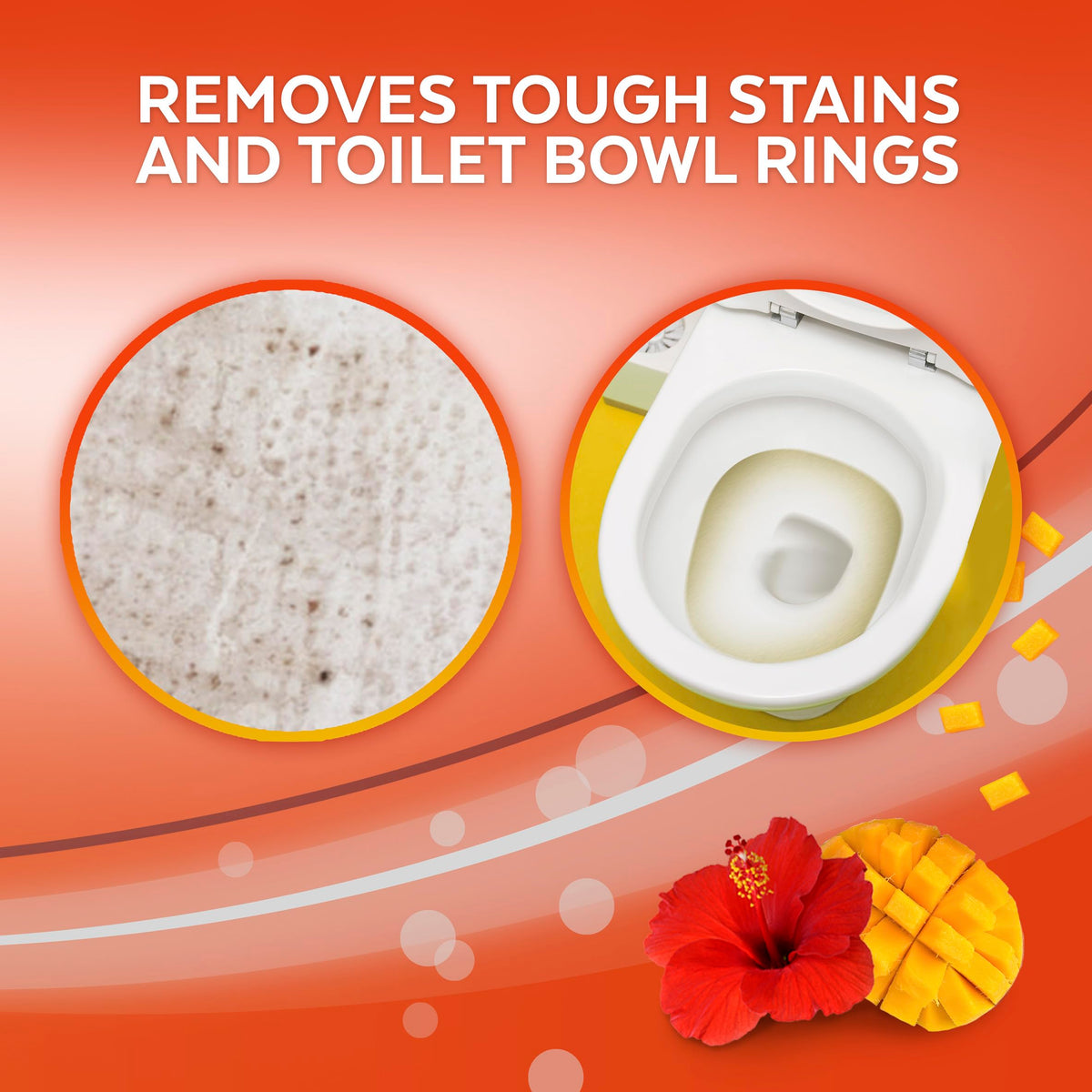 Lysol Toilet Bowl Cleaner Gel, For Cleaning and Disinfecting, Stain Removal, Mango and Hibiscus, 24 Oz (Pack of 4) - With 1ct Auto In-The-Bowl Toilet Cleaner, Ocean Fresh
