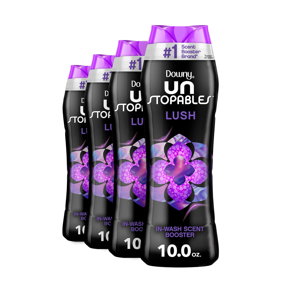 Downy Unstopables Laundry Scent Booster Beads for Washer, Lush, 10 oz (Pack of 4)