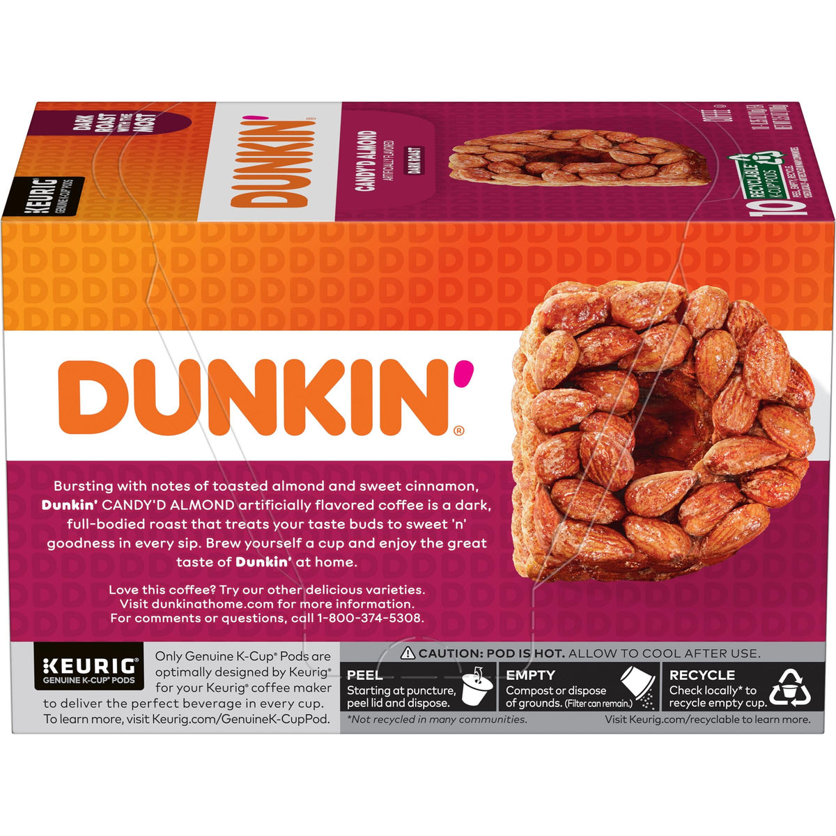 Dunkin' Candy'd Almond Dark Roast Flavored Coffee, 60 Keurig K-Cup Pods