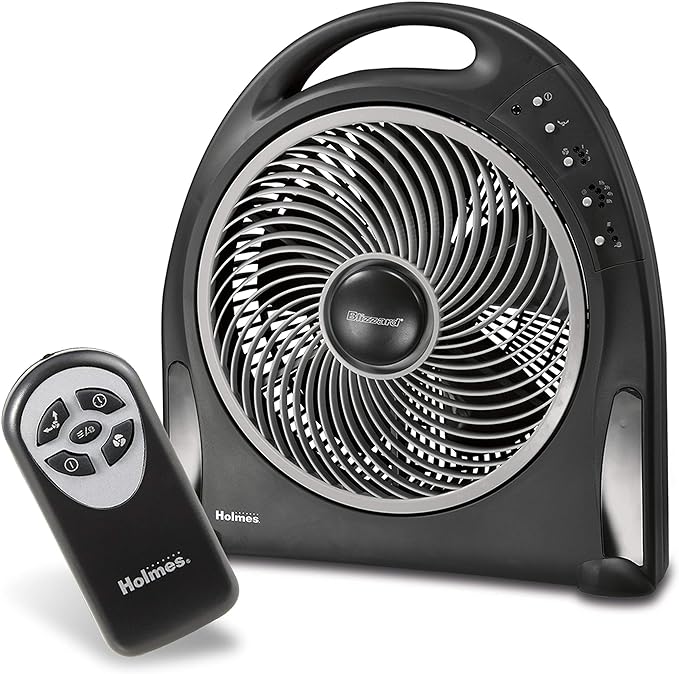 Holmes 12-Inch Fan | Blizzard Rotating Fan with Remote Control, Black