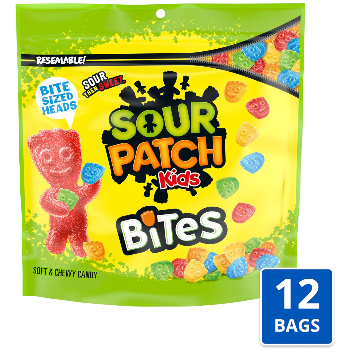 SOUR PATCH KIDS Bites Soft & Chewy Candy, Bulk Candy, 12-12 oz Bags
