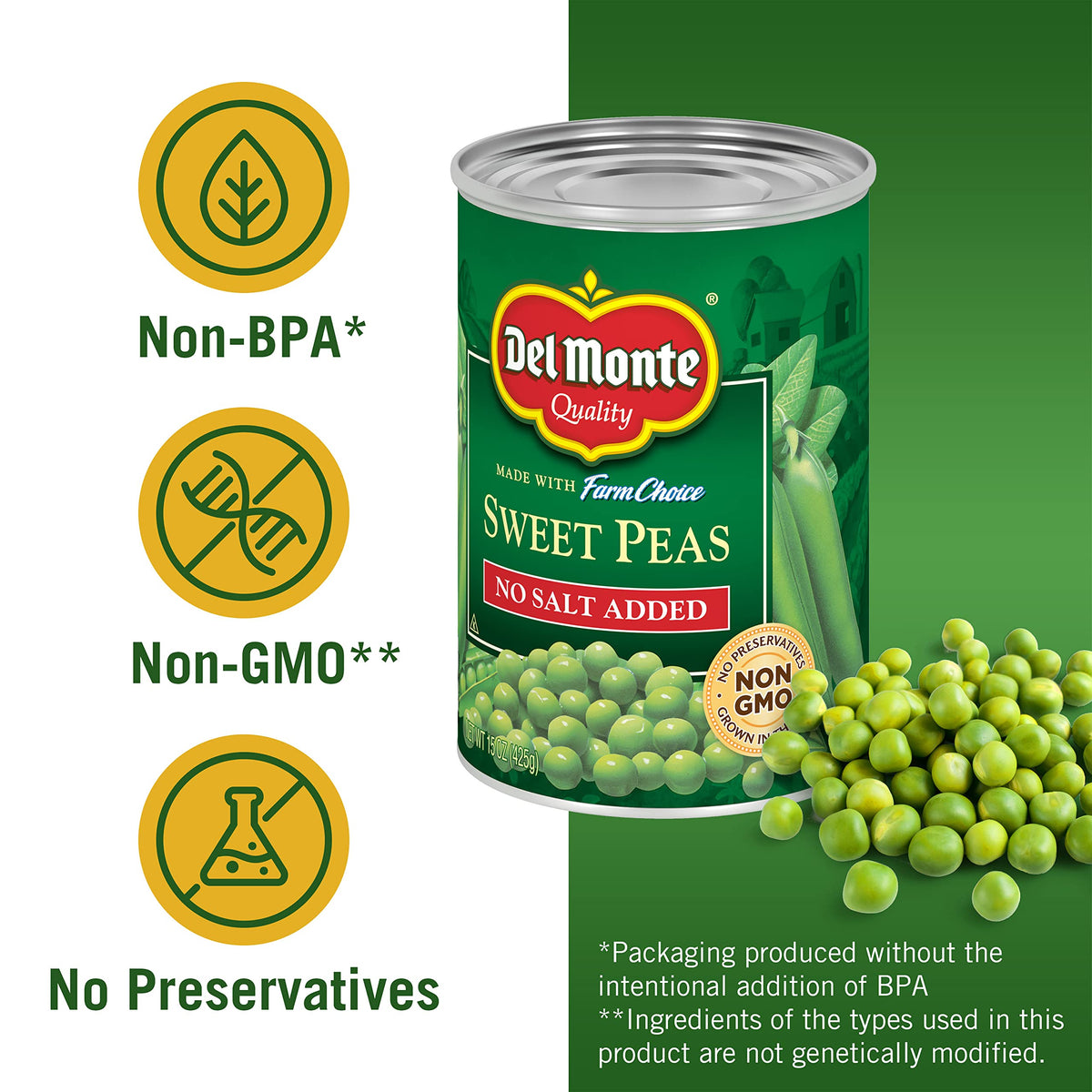 Del Monte Foods Delmonte Sweet Peas Nsa, 15 oz