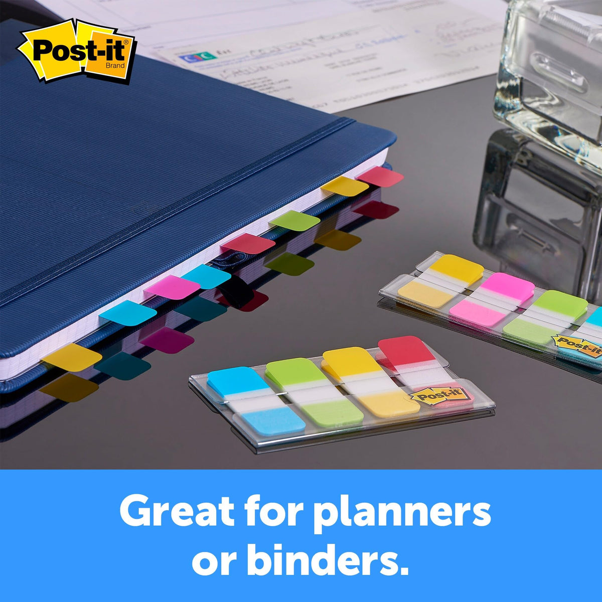 Post-it Tabs, .625 in Solid, Aqua, Lime, Yellow, Red, 10/Color, 40/Dispenser (676-ALYR)