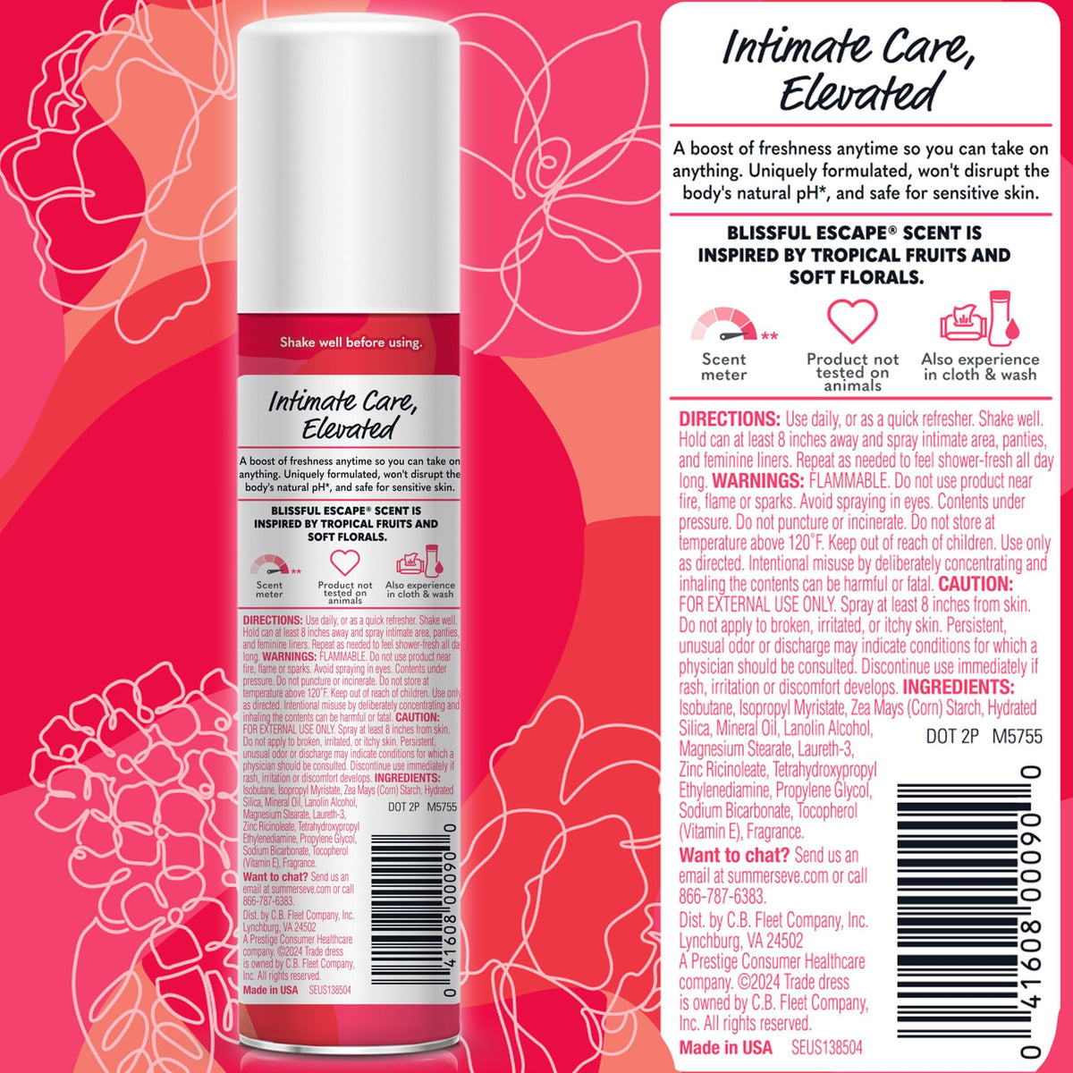Summer's Eve Blissful Escape Daily Refreshing Feminine Spray, 2 oz