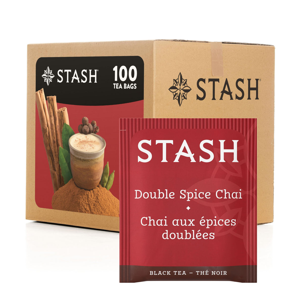 Stash Tea Double Spice Chai Black Tea, Box of 100 Tea Bags (Packaging May Vary)
