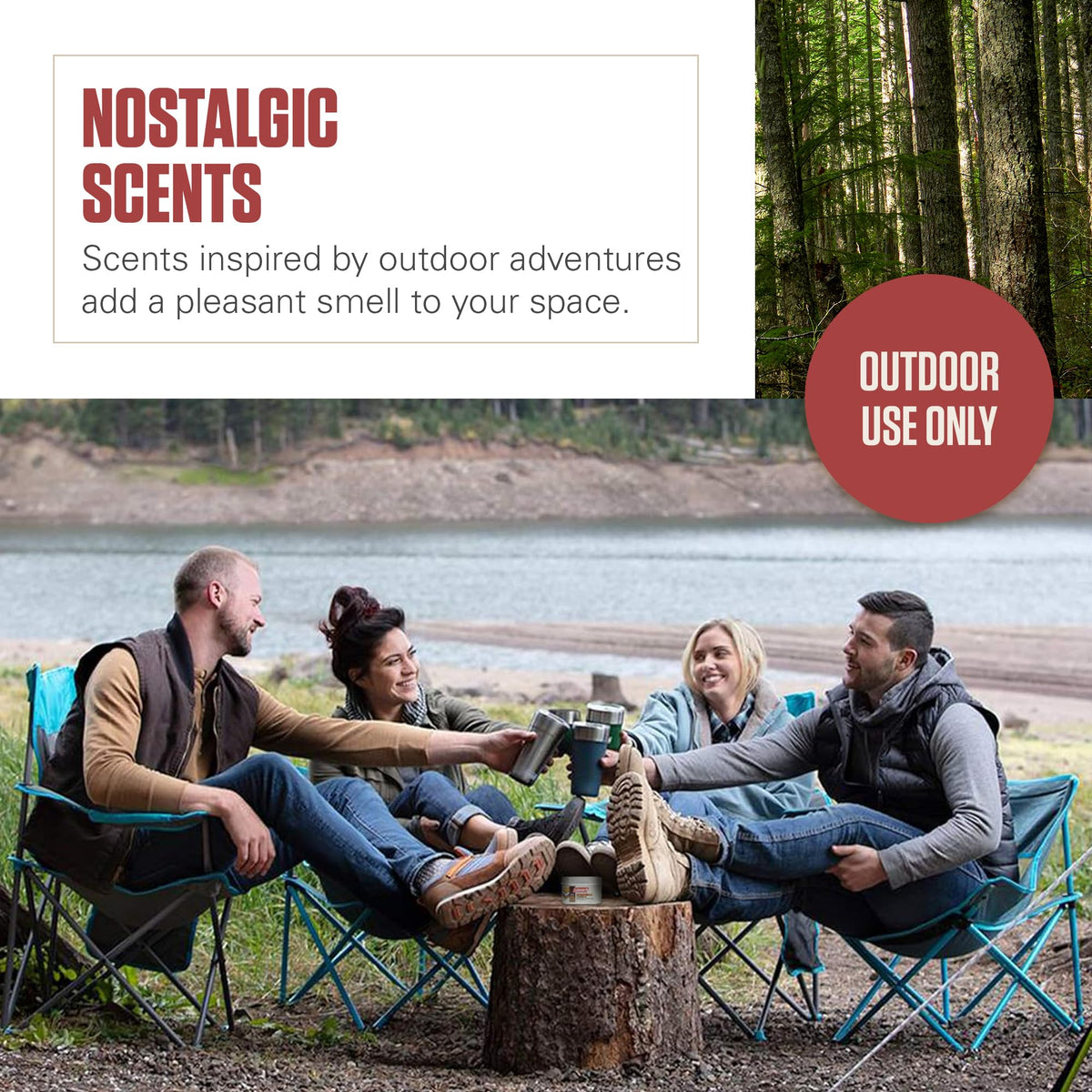 Coleman Scented Tin Citronella Candle - 3 Pack, S'Mores, Pine and Campfire