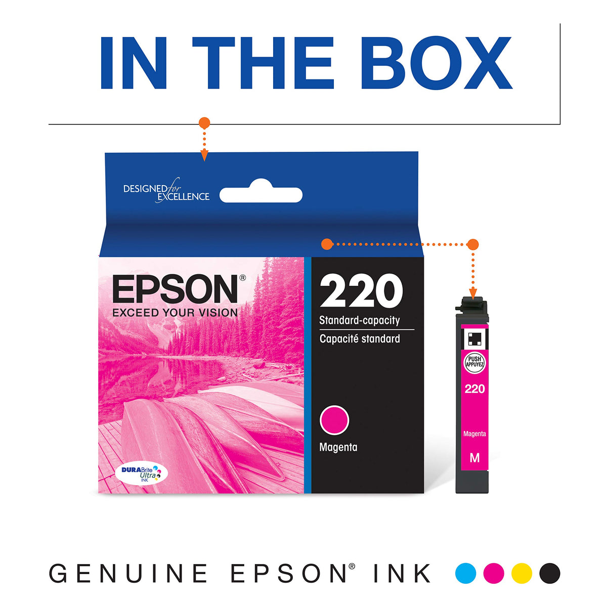 Epson T220 DURABrite Ultra -Ink Standard Capacity Cyan -Cartridge (T220320-S) for Select Expression and Workforce Printers, Magenta, 1 Count (Pack of 2)