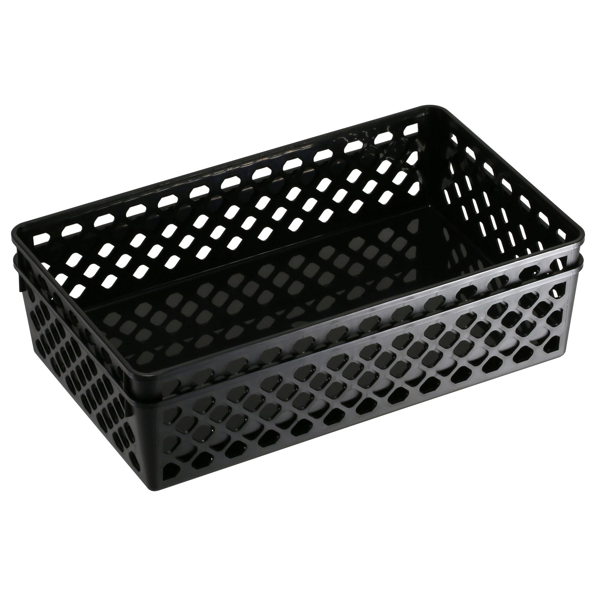 Officemate OIC Achieva Large Supply Basket, Pack of 2, Recycled, Black (26202)