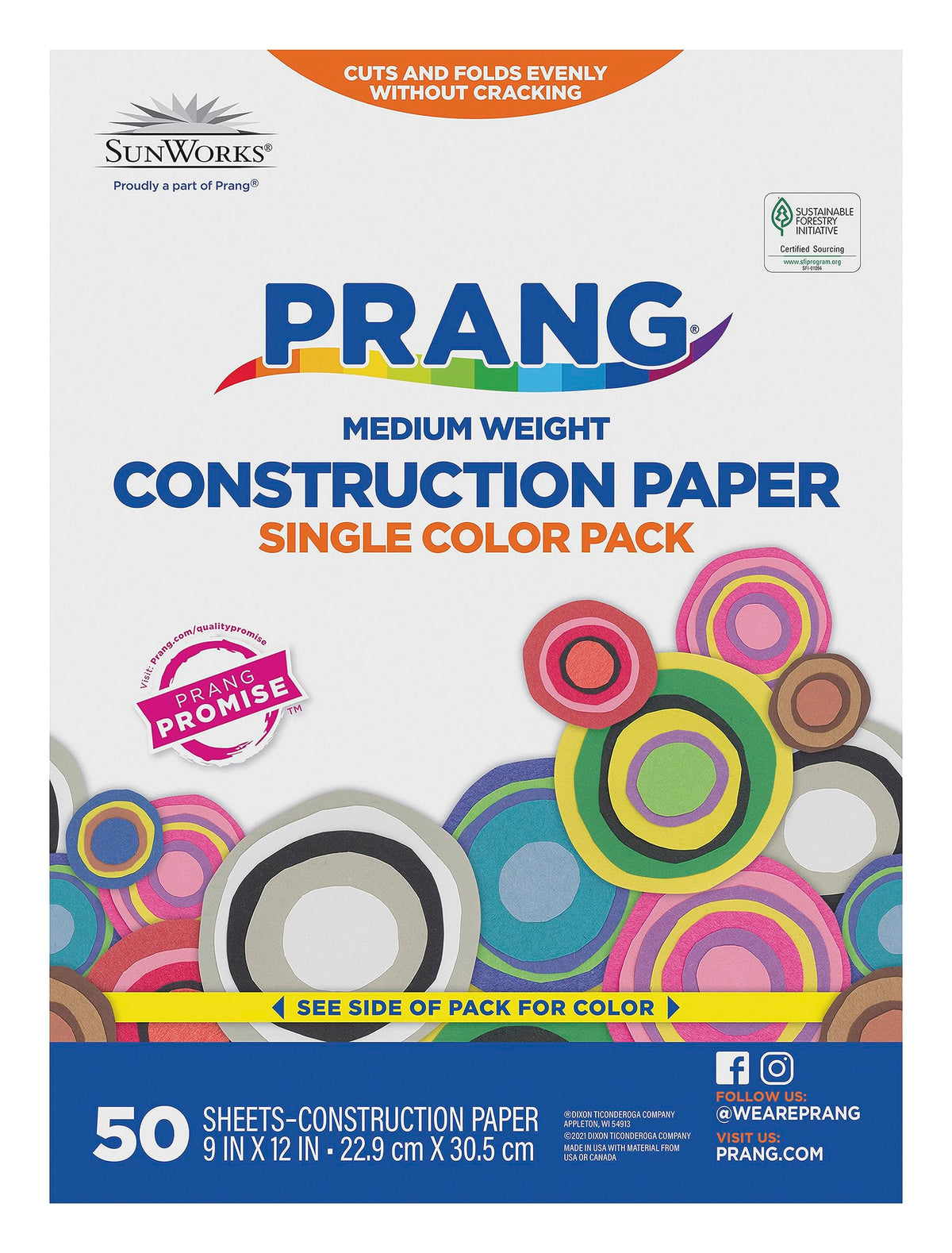 Prang Medium Weight Construction Paper, 9 x 12 Inches, Red, 50 Sheets
