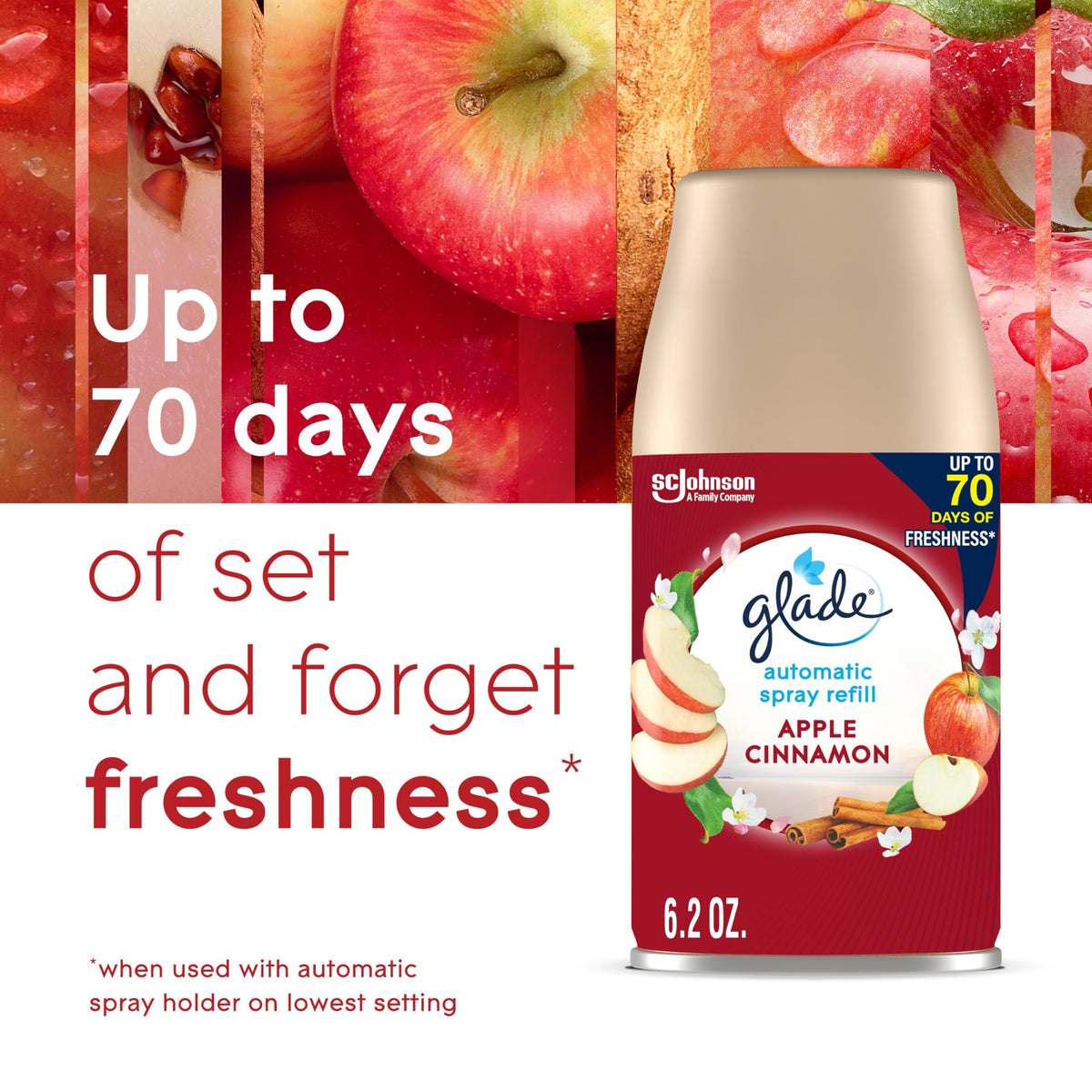 Glade Automatic Spray Refill, Air Freshener for Home and Bathroom, Apple Cinnamon, 6.2 Oz
