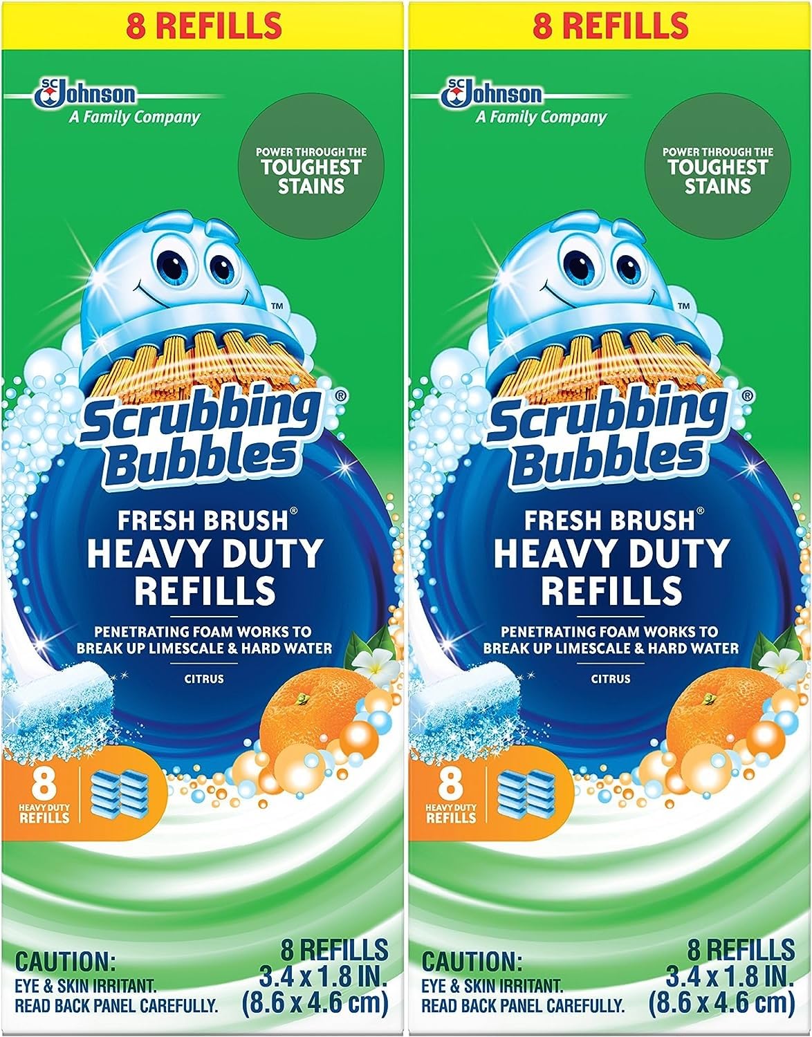 (2 Pack) Scrubbing Bubbles, Fresh Brush HEAVY DUTY Refills, 8 ct. ea.