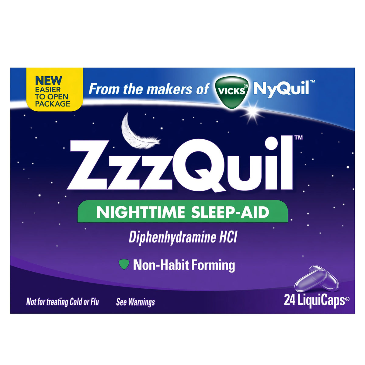Vicks ZzzQuil Nighttime Sleep-Aid Liquicaps 24 Count