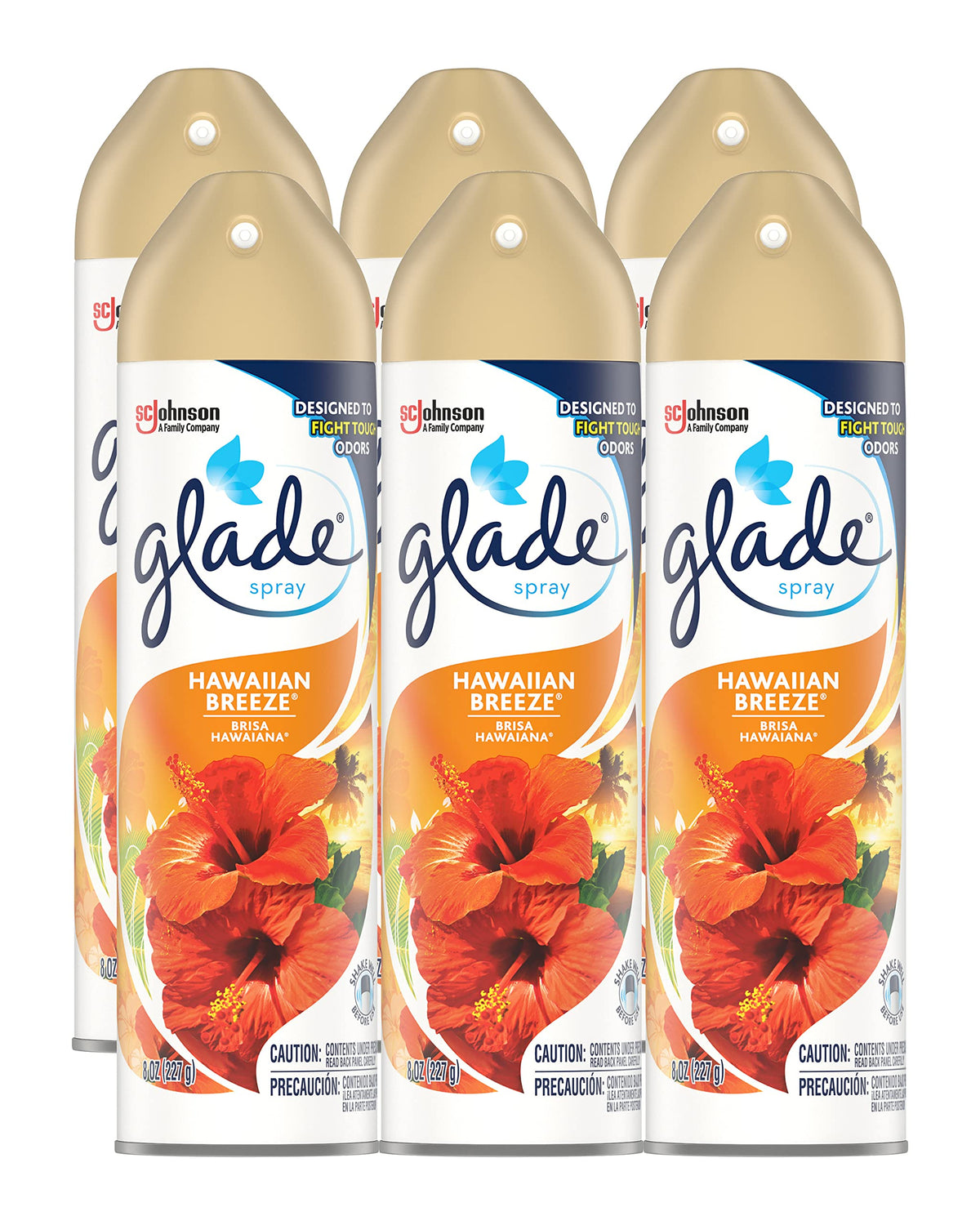 GLADE Aerosol Air Freshener, Hawaiian Breeze 8 oz (Pack of 6)