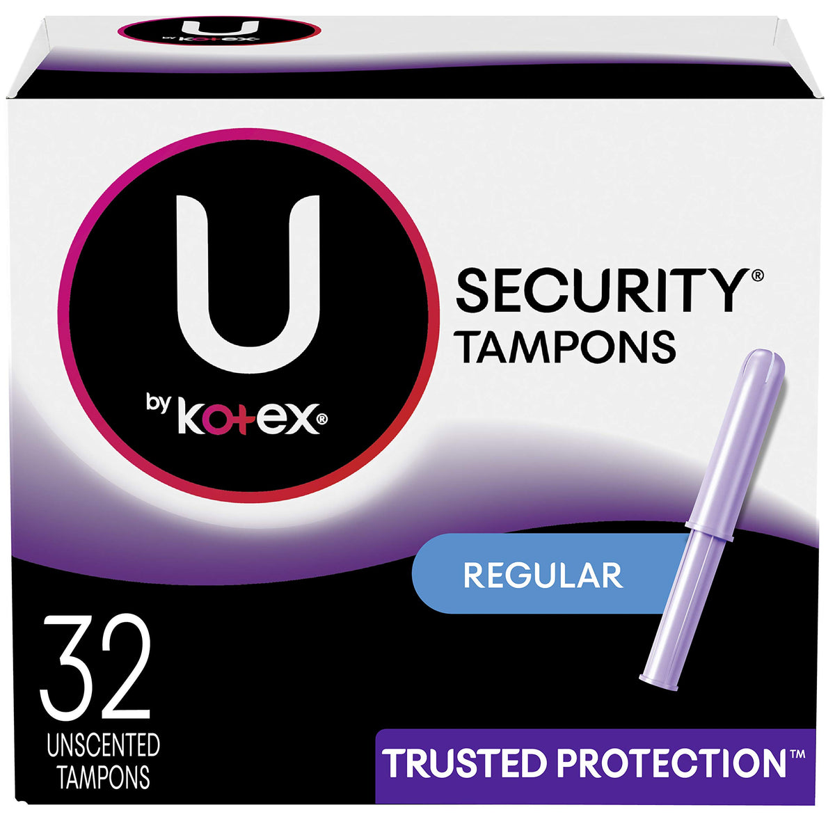 U by Kotex Security Tampons, Regular Absorbency, Unscented, 32 Count (Packaging May Vary)