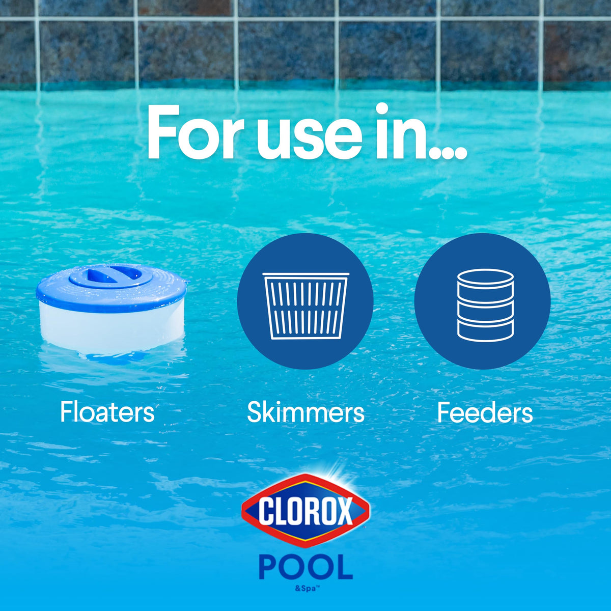 Clorox® Pool&Spa™ XtraBlue 1” Swimming Pool Chlorinating Tablets, Kills Bacteria & Stops Algae, Perfect for Small Pools (5 LB)
