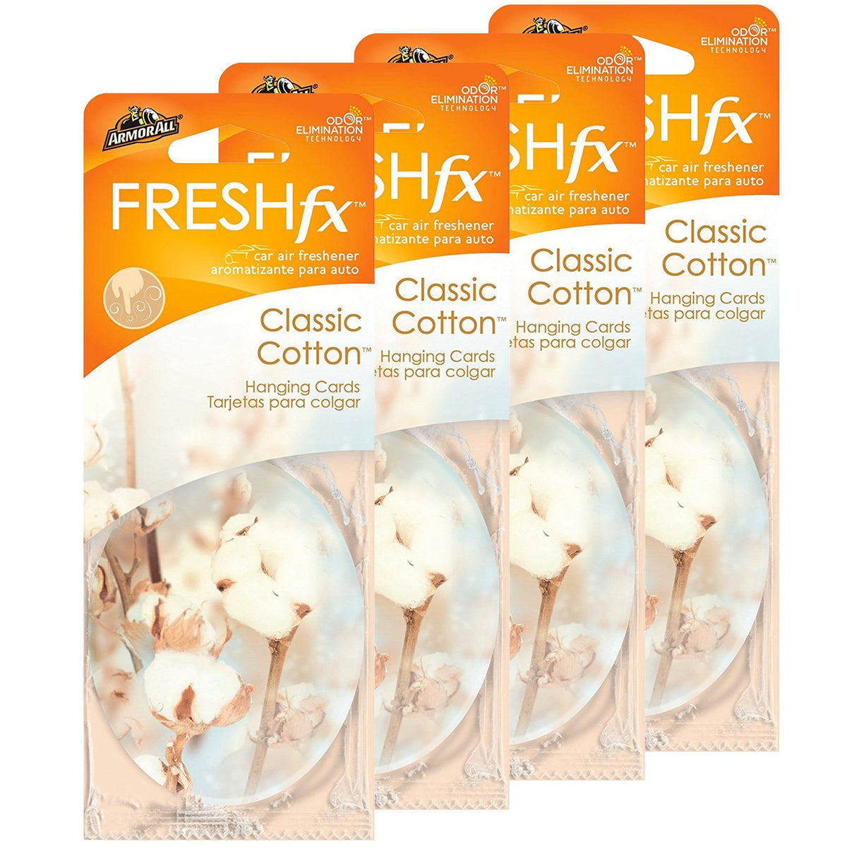 Armor All FRESHfx Car Air Freshener Hanging Card, 12-Count (4 Packs, Classic Cotton)