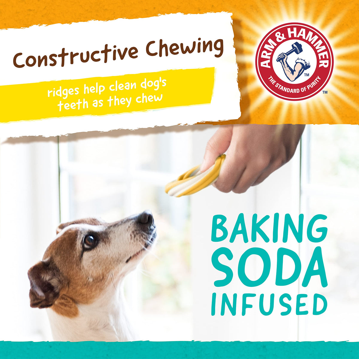 Arm & Hammer for Pets Ringers Dental Treats for Dogs Dog Dental Chews Fight Bad Breath & Tartar Without Brushing Fruity Banana Flavor in Dog Treat Bag, 5Ct Dental Dog Chews, (Pack of 24)