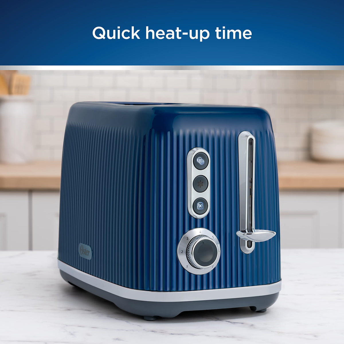 OsterÂ® Retro 2-Slice Toaster with Quick-Check Lever, Extra-Wide Slots, Impressions Collection, Blue