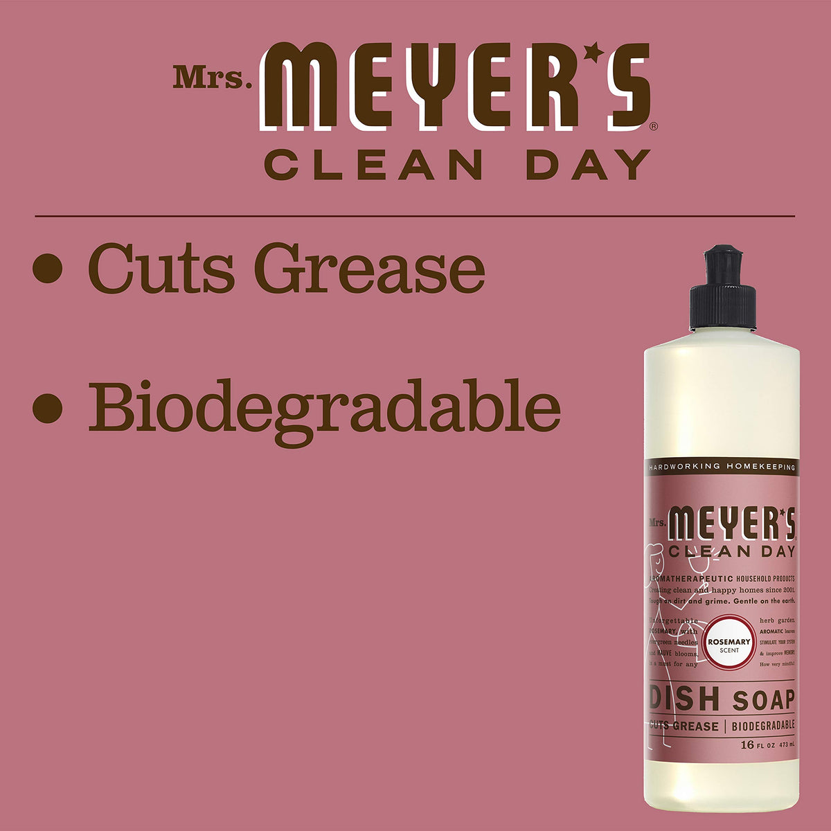 Mrs Meyer's, Liquid Dish Soap Rosemary, 16 Fl Oz