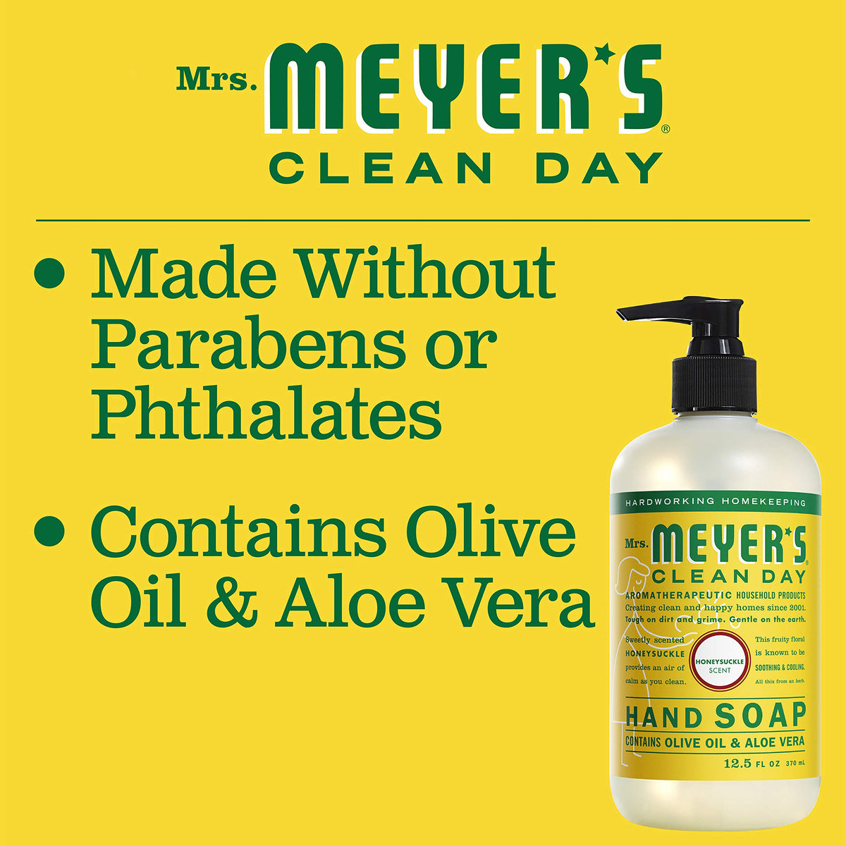 Mrs. MEYER'S Kitchen Set, Dish Soap, Hand Soap, and Multi-Surface Cleaner, 3 CT (Honeysuckle)