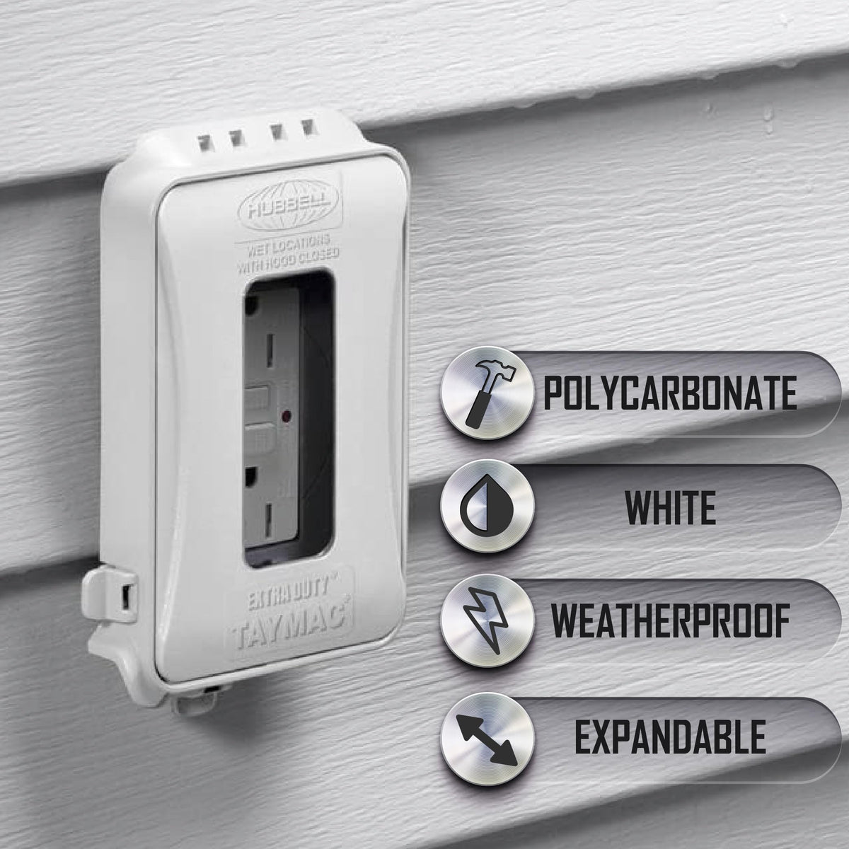 TAYMAC ML500W Single-Gang Mount 16-in-1 Flat Nonmetallic Weatherproof Vertical/Horizontal, 1-Pack, White