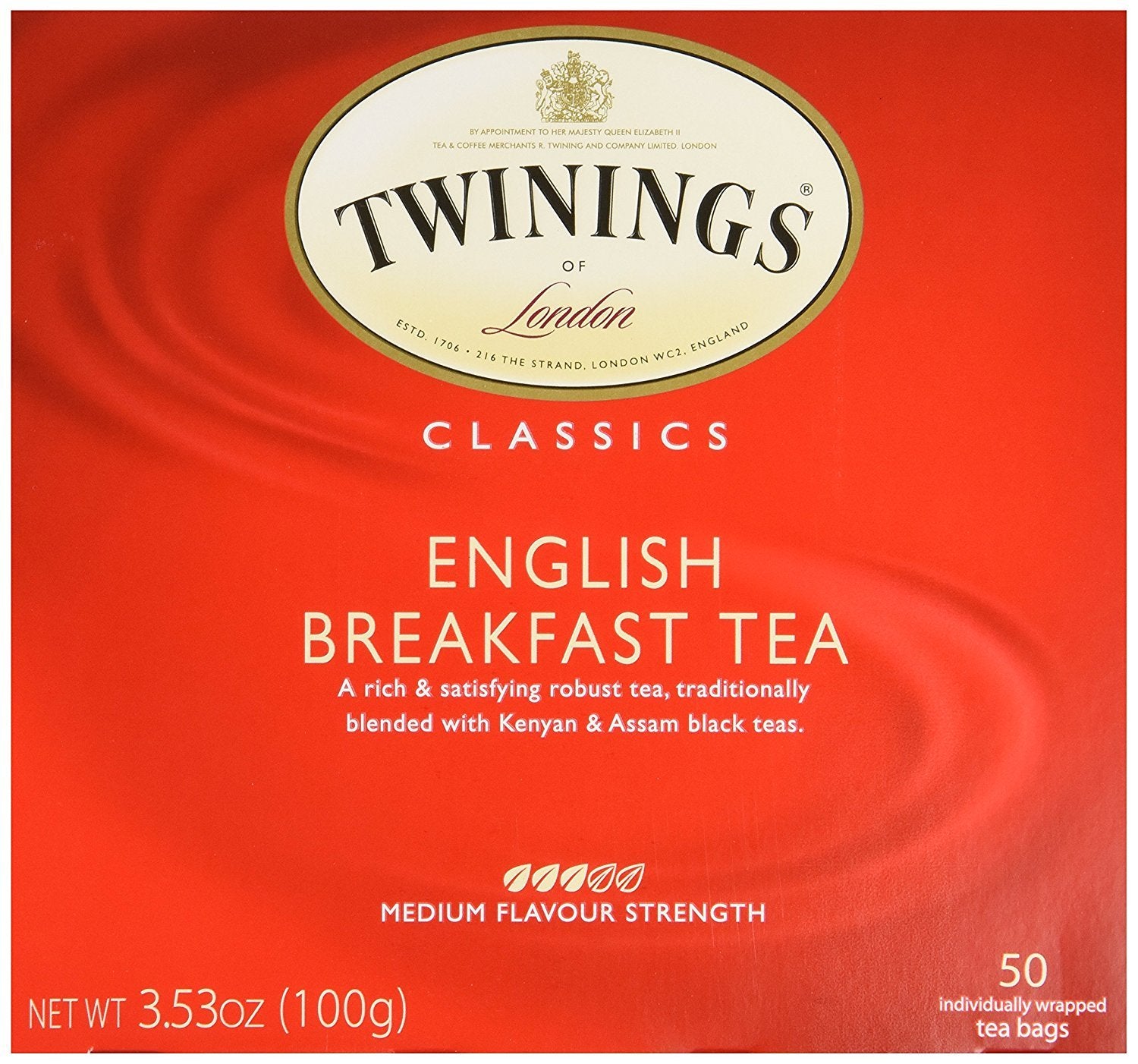 Twinings of London English Breakfast Tea, 50 Count